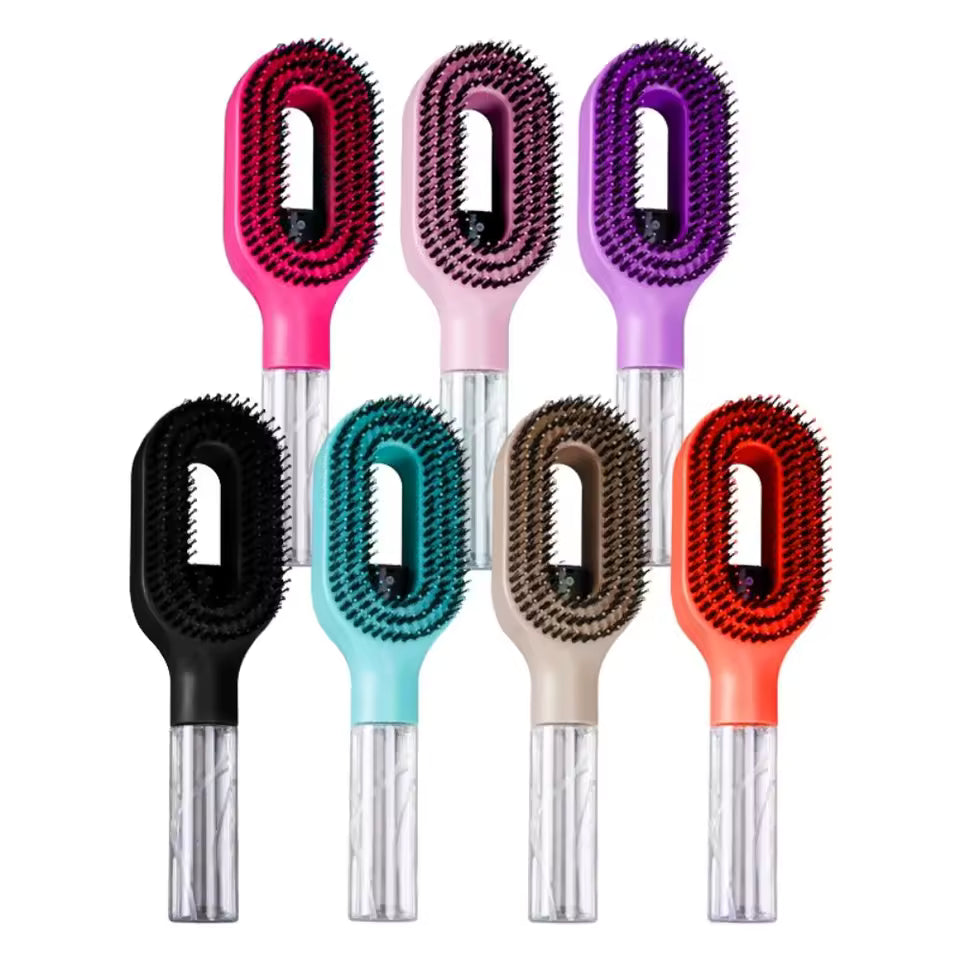 2-in-1 Spray Hair Comb with Water Tank Pink Scalp Massage Salon Styling Brush Shine Restoration Lightweight
