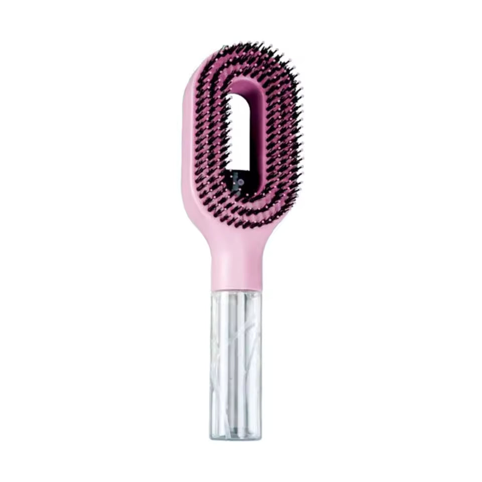 2-in-1 Spray Hair Comb with Water Tank Pink Scalp Massage Salon Styling Brush Shine Restoration Lightweight