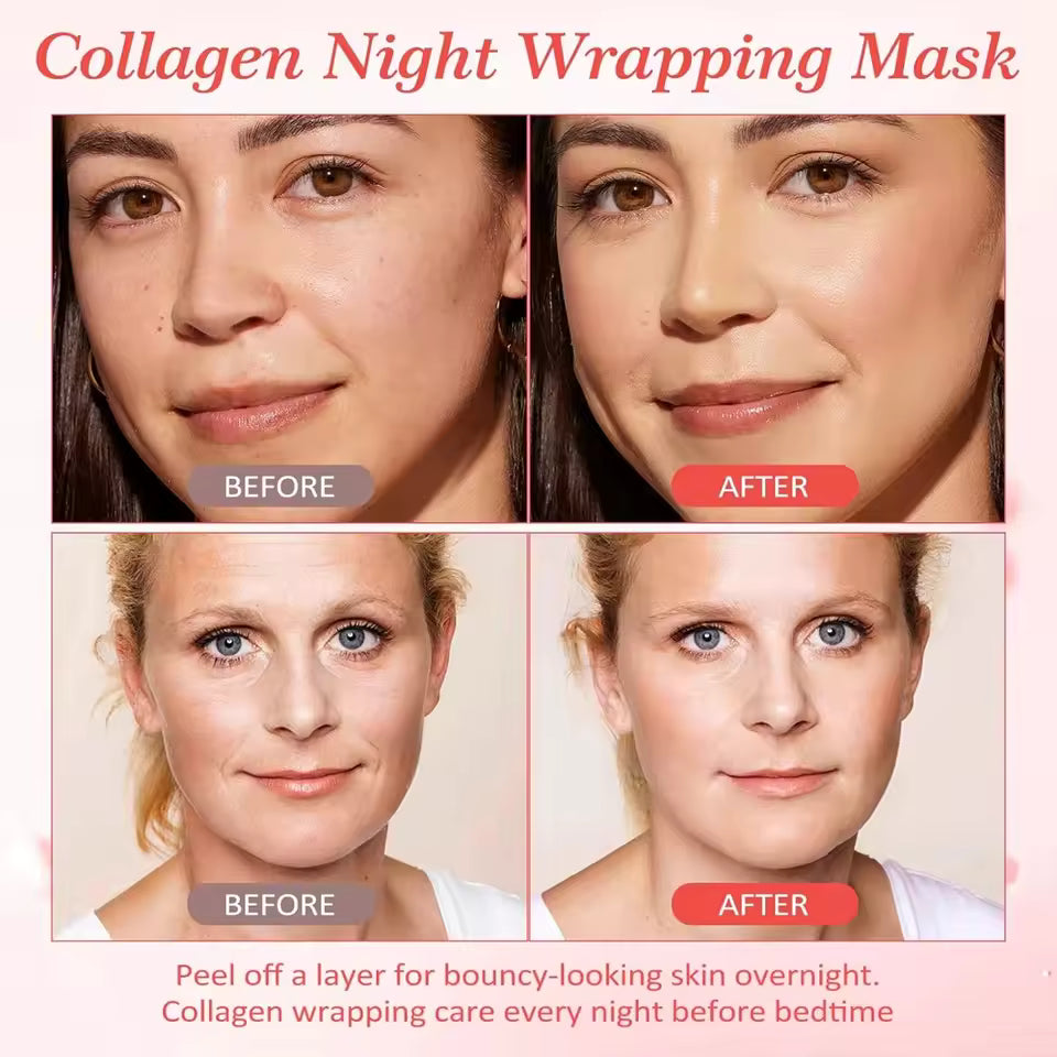 Collagen Peel Off Mask Deeply Hydrating Moisturizing Night Wrapping Mask Elasticity Firming Skin